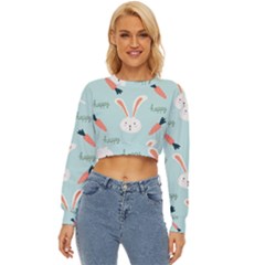 Bunny Carrot Pattern Background Lightweight Long Sleeve Sweatshirt