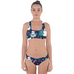 Colorful Funny Christmas Pattern Cross Back Hipster Bikini Set by Uceng