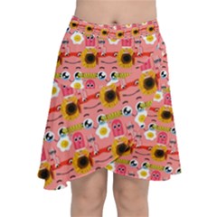 Egg Eyes Chiffon Wrap Front Skirt