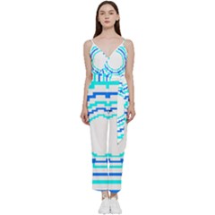 Easter Eggs T- Shirt Easter Egg Design T- Shirt V-neck Spaghetti Strap Tie Front Jumpsuit