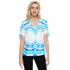Easter Eggs T- Shirt Easter Egg Design T- Shirt Bow Sleeve Button Up Top