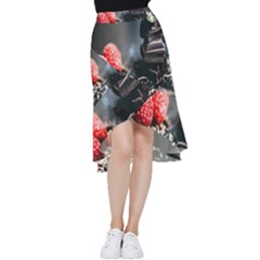 Chocolate Dark Frill Hi Low Chiffon Skirt
