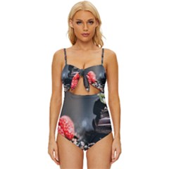 Chocolate Dark Knot Front One-piece Swimsuit