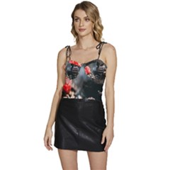 Chocolate Dark Flowy Camisole Tie Up Top