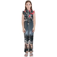 Chocolate Dark Kids  Sleeveless Ruffle Edge Band Collar Chiffon One Piece