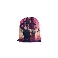 Ship Pirate Adventure Landscape Ocean Sun Heaven Drawstring Pouch (xs)