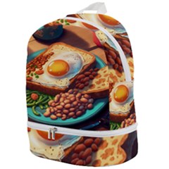 Ai Generated Breakfast Egg Beans Toast Plate Zip Bottom Backpack