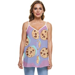 Cookies Chocolate Chips Chocolate Cookies Sweets Casual Spaghetti Strap Chiffon Top