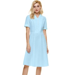 Robin Egg Blue	 - 	button Top Knee Length Dress