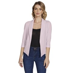 Rose  Quartz Pink	 - 	draped Front 3/4 Sleeve Shawl Collar Jacket