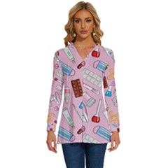 Medical Long Sleeve Drawstring Hooded Top