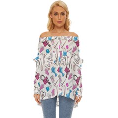 Medicine Off Shoulder Chiffon Pocket Shirt