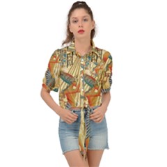 Egyptian Man Sun God Ra Amun Tie Front Shirt 