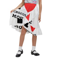 I Love Chocolate Mousse Kids  Ruffle Flared Wrap Midi Skirt