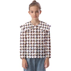 Mixed Abstract Colors Pattern Kids  Peter Pan Collar Blouse