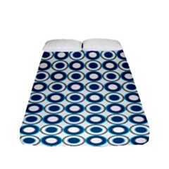 Mazipoodles Dusty Duck Egg Blue White Donuts Polka Dot Fitted Sheet (full/ Double Size) by Mazipoodles