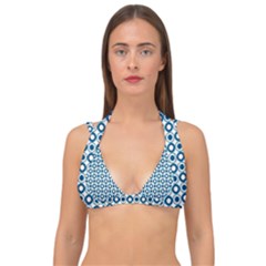 Mazipoodles Dusty Duck Egg Blue White Donuts Polka Dot Double Strap Halter Bikini Top