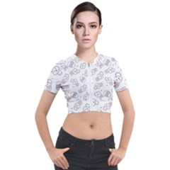 Cute Pattern With Easter Bunny Egg Short Sleeve Cropped Jacket