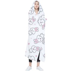 Cute Pattern With Easter Bunny Egg Wearable Blanket by Simbadda