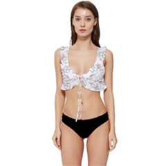 Cute Pattern With Easter Bunny Egg Low Cut Ruffle Edge Bikini Top