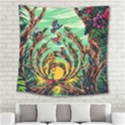 Monkey Tiger Bird Parrot Forest Jungle Style Square Tapestry (Large) View2