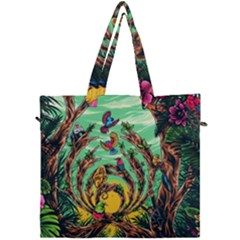 Monkey Tiger Bird Parrot Forest Jungle Style Canvas Travel Bag