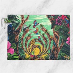 Monkey Tiger Bird Parrot Forest Jungle Style Canvas Cosmetic Bag (xxl) by Grandong