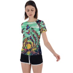 Monkey Tiger Bird Parrot Forest Jungle Style Back Circle Cutout Sports Tee by Grandong