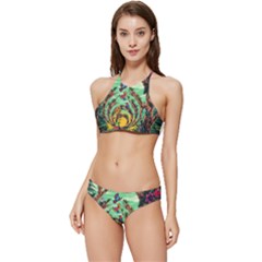Monkey Tiger Bird Parrot Forest Jungle Style Banded Triangle Bikini Set