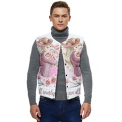Women With Flower Men s Button Up Puffer Vest	