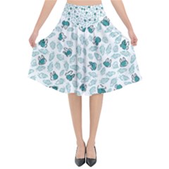 Art T- Shirt Pastel Blue Bunnies And Sky Blue Carrots On Cotton Candy Pink Easter Pattern T- Shirt Flared Midi Skirt