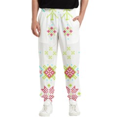 Christmas Cross Stitch Pattern Effect Holidays Symmetry Men s Elastic Waist Pants