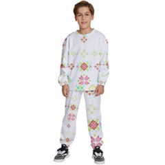 Christmas Cross Stitch Pattern Effect Holidays Symmetry Kids  Sweatshirt Set