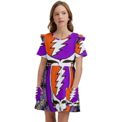 Gratefuldead Grateful Dead Pattern Kids  Frilly Sleeves Pocket Dress by Sarkoni