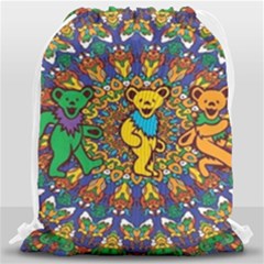Grateful Dead Pattern Drawstring Bag (large) by Sarkoni
