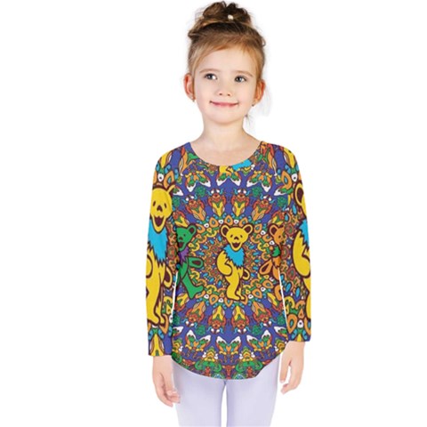 Grateful Dead Pattern Kids  Long Sleeve T-shirt by Sarkoni