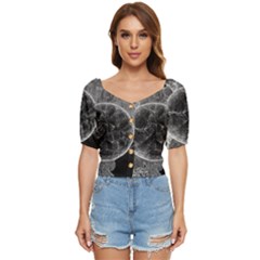 Space-universe-earth-rocket Button Up Blouse