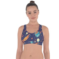 Space Galaxy Planet Universe Stars Night Fantasy Cross String Back Sports Bra by Grandong