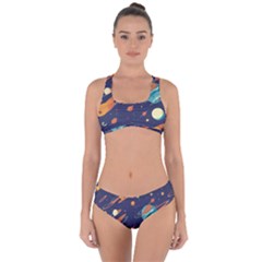 Space Galaxy Planet Universe Stars Night Fantasy Criss Cross Bikini Set by Grandong