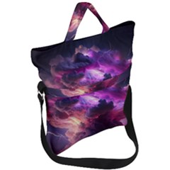 Cloud Heaven Storm Chaos Purple Fold Over Handle Tote Bag