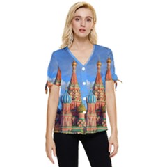 Architecture Building Cathedral Church Bow Sleeve Button Up Top