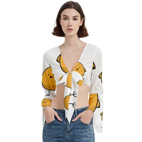 Chick Easter Cute Fun Spring Trumpet Sleeve Cropped Top by Ndabl3x