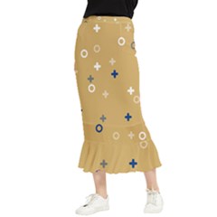 Cross Circles White Circles Maxi Fishtail Chiffon Skirt