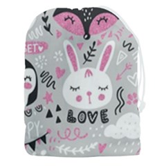Big Set With Cute Cartoon Animals Bear Panda Bunny Penguin Cat Fox Drawstring Pouch (3xl)