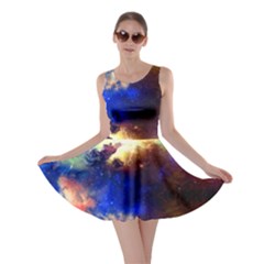 One Light Black A Fun Night Sky The Moon And Stars Skater Dress by CoolDesigns