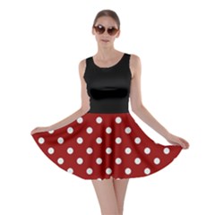 Red Polka Dots Skirt Black Skater Dress by CoolDesigns