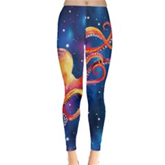 Octopus Blue Space Stars Stretch Leggings by CoolDesigns