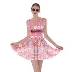 Donut Lace Pink Pink Lollipop Candy Macaroon Cupcake Donut Skater Dress by CoolDesigns