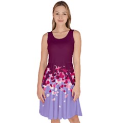 Fall Heart Shapes Purple & Lavender Knee Length Skater Dress With Pockets by CoolDesigns