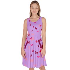 Fly Butterfly Amethyst Knee Length Skater Dress With Pockets by CoolDesigns